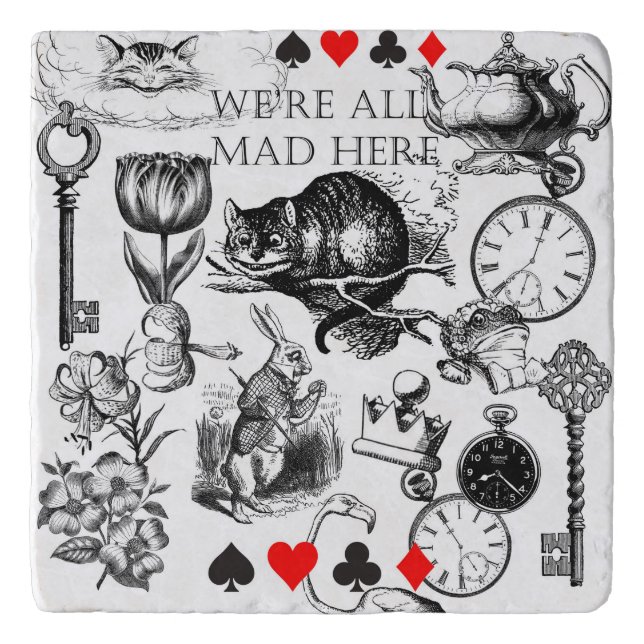 Cheshire Cat classic alice in wonderland mad Trivet (Front)