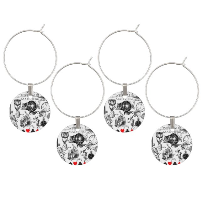 Cheshire Cat classic alice in wonderland mad Wine Charm (Staggered)