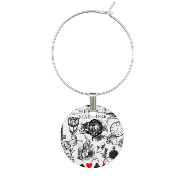 Cheshire Cat classic alice in wonderland mad Wine Charm (Front)