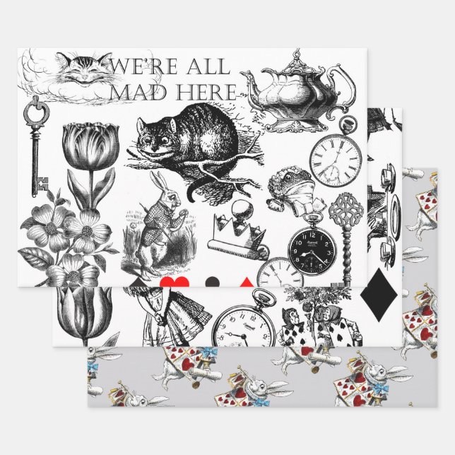 Cheshire Cat classic alice in wonderland mad Wrapping Paper Sheets (Set)