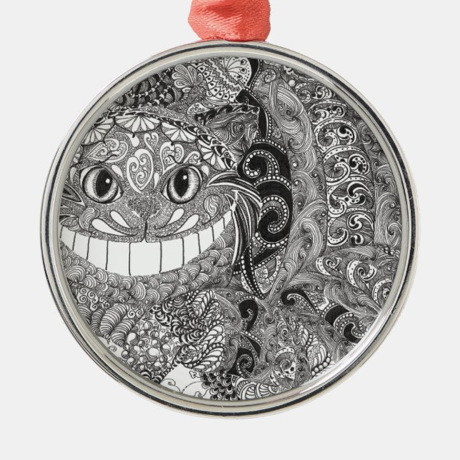 Cheshire Cat Design Metal Ornament (Front)