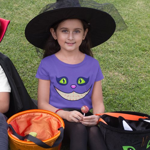 Cheshire Cat Face Halloween Costume Cute Kids T_Shirt