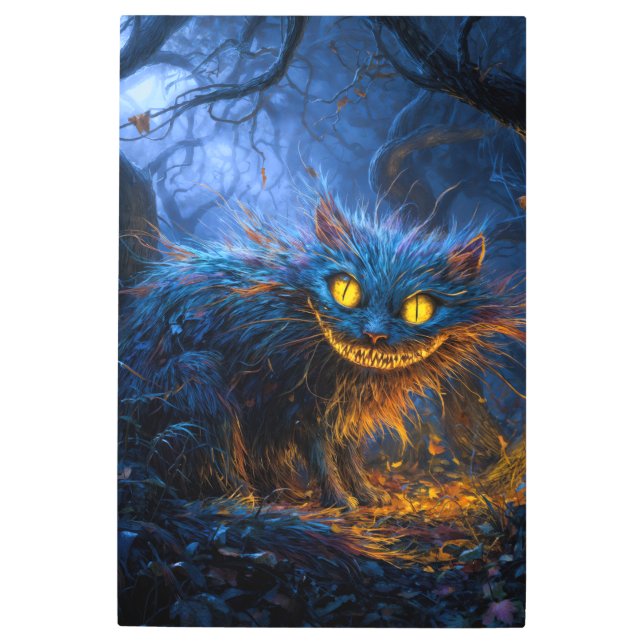 Cheshire Cat: Grinning Forest Mystery Metal Print (Front)