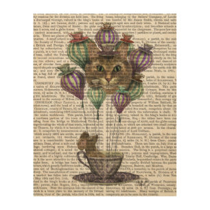 Cheshire Cat Hot Air Balloon Wood Wall Art