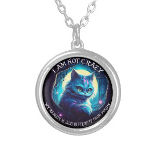 Cheshire Cat I am not crazy Silver Plated Necklace