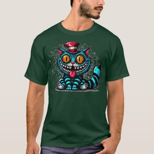 Cheshire cat in pink hat T_Shirt