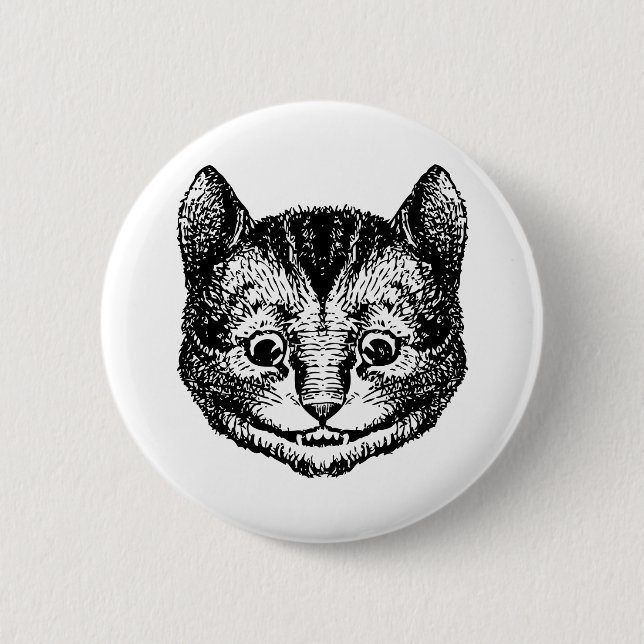 Cheshire Cat Inked Black Button (Front)