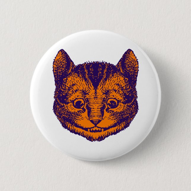 Cheshire Cat Inked Purple Orange Button (Front)