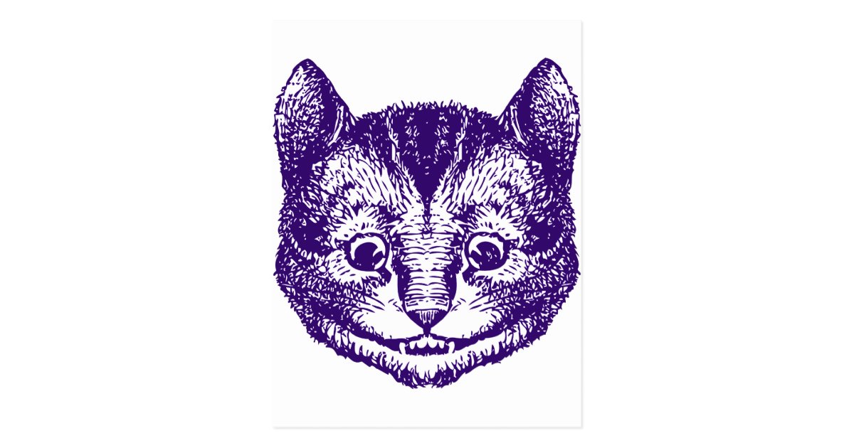 Cheshire Cat Inked Purple Postcard | Zazzle.com