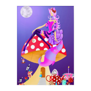 Cheshire Cat on Mushroom Acrylic Print