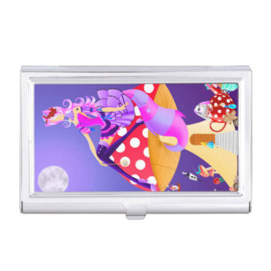 Cheshire cat on mushroom Wonderland Business Card Case
