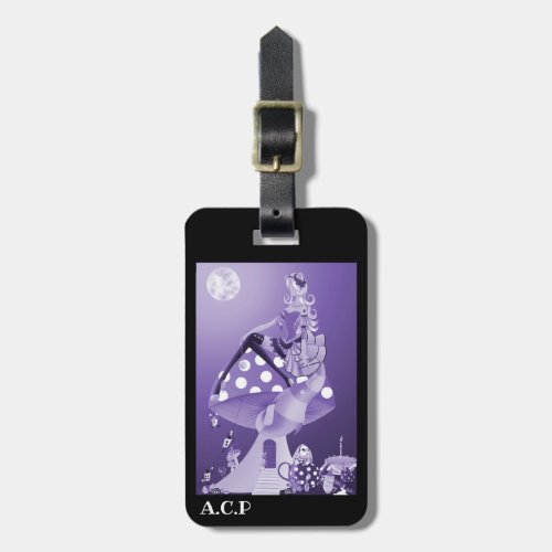 Cheshire Cat on Mushroom Wonderland Luggage Tag