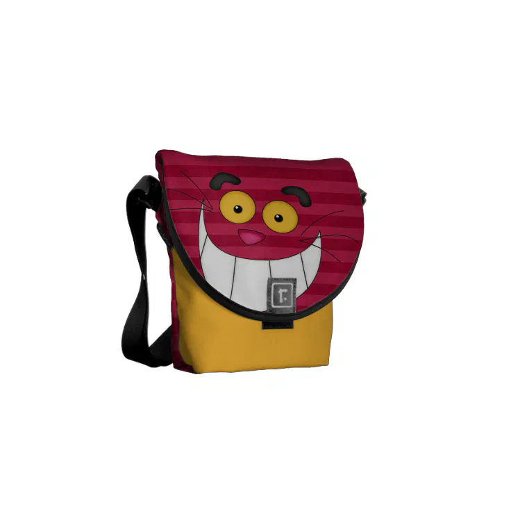Cheshire Cat & Pink Flamingo Messenger Bag Zazzle