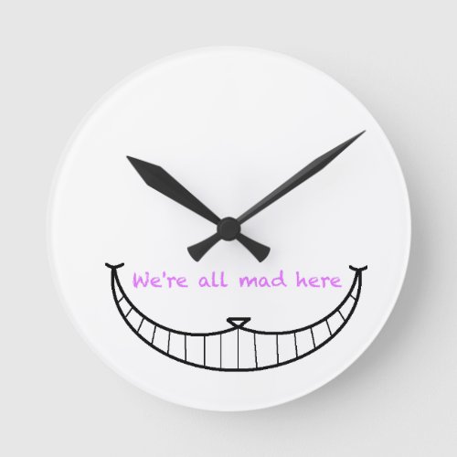 Cheshire Cat Smile Round Clock