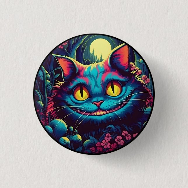 Cheshire Cat Smiling Alice in Wonderland  Button (Front)