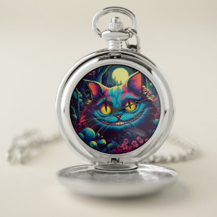 Cheshire Cat Smiling Alice in Wonderland  Pocket Watch