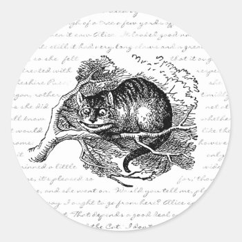 Cheshire Cat - We're All Mad Here Classic Round Sticker by artladymanor at Zazzle