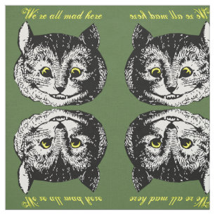 Cheshire Cat We're All Mad Here Pattern Fabric