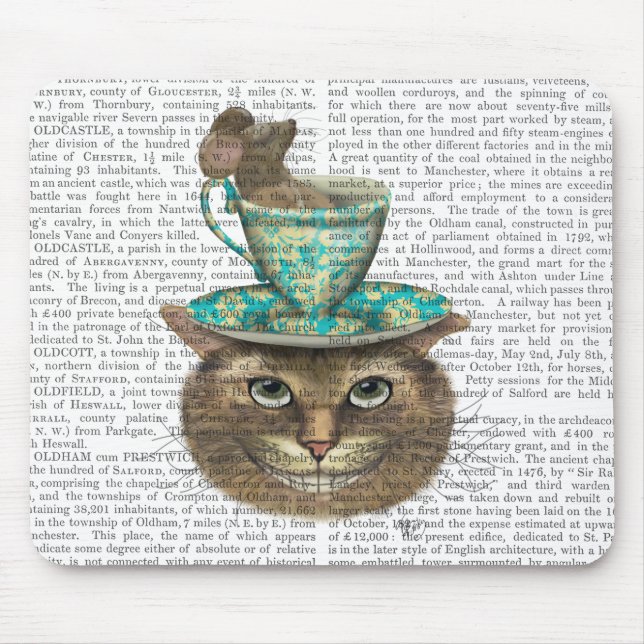 Cheshire Cat with Cup on Head Mouse Pad (Front)