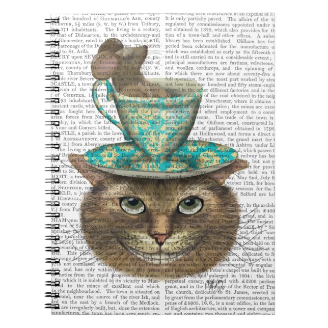 Cheshire Cat with Cup on Head Notebook (Front)