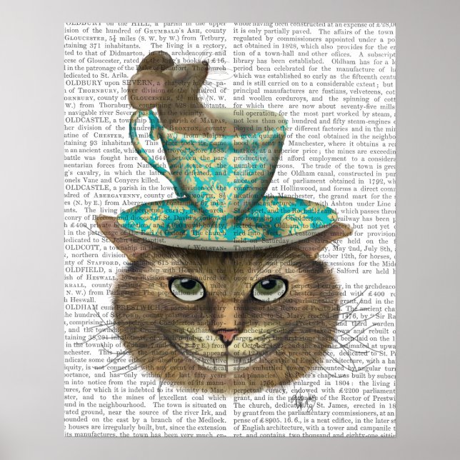 Cheshire Cat with Cup on Head Poster (Front)