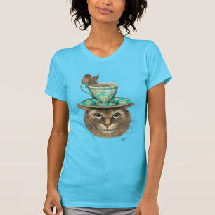 Cheshire Cat with Cup on Head T-Shirt