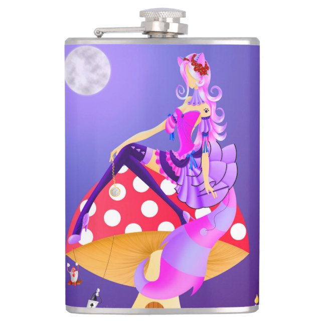 Cheshire Cate on Mushroom Flask (Front)