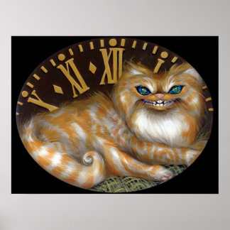 Cheshire Clock ART PRINT Wonderland Cat