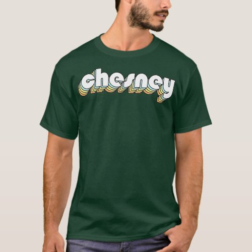 Chesney Retro Rainbow Typography Faded Style T_Shirt