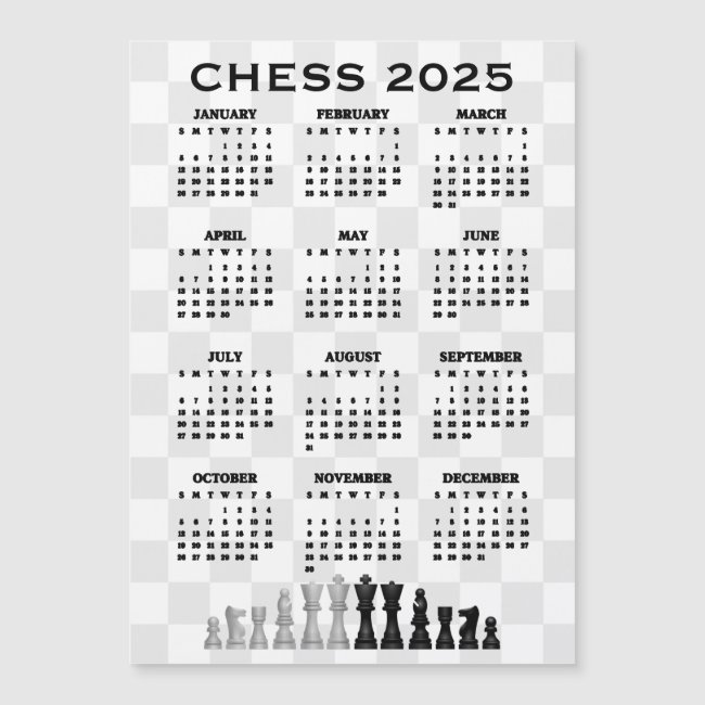 Chess 2025 Calendar Magnetic Card