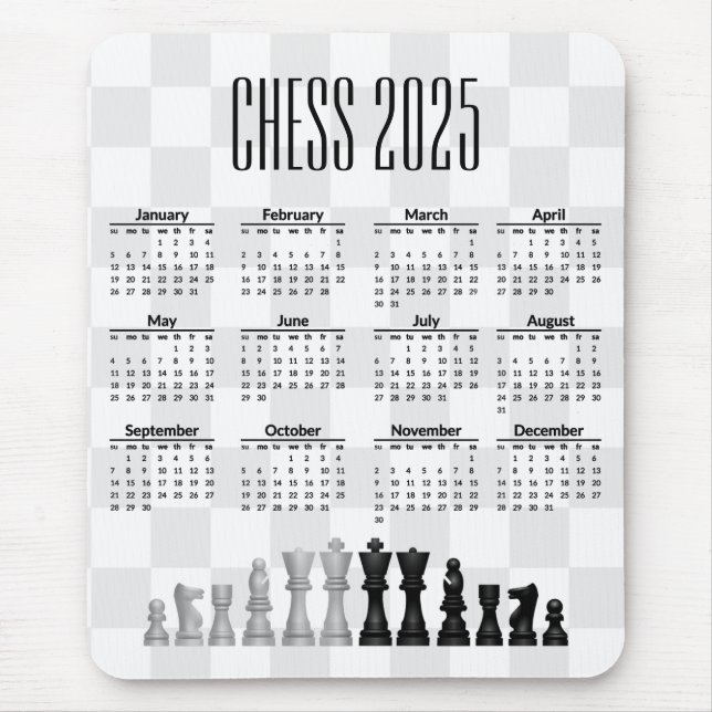 Chess 2025 Calendar Mousepad (Front)