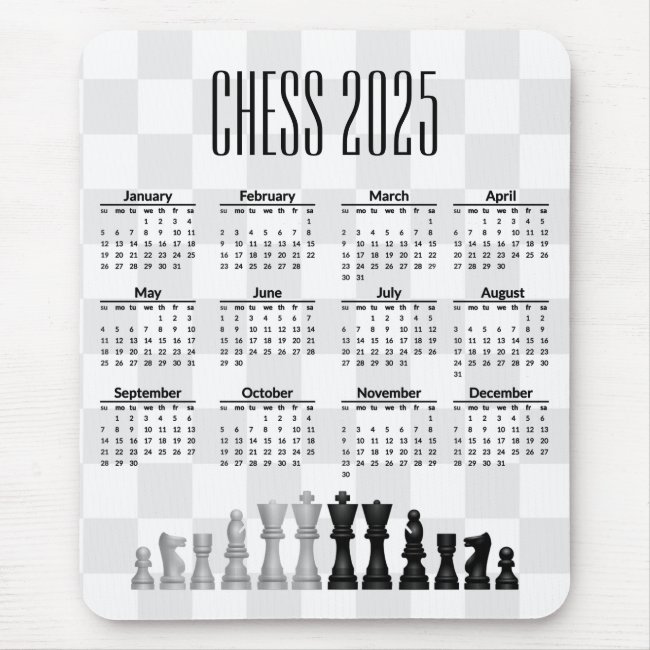 Chess 2025 Calendar Mousepad