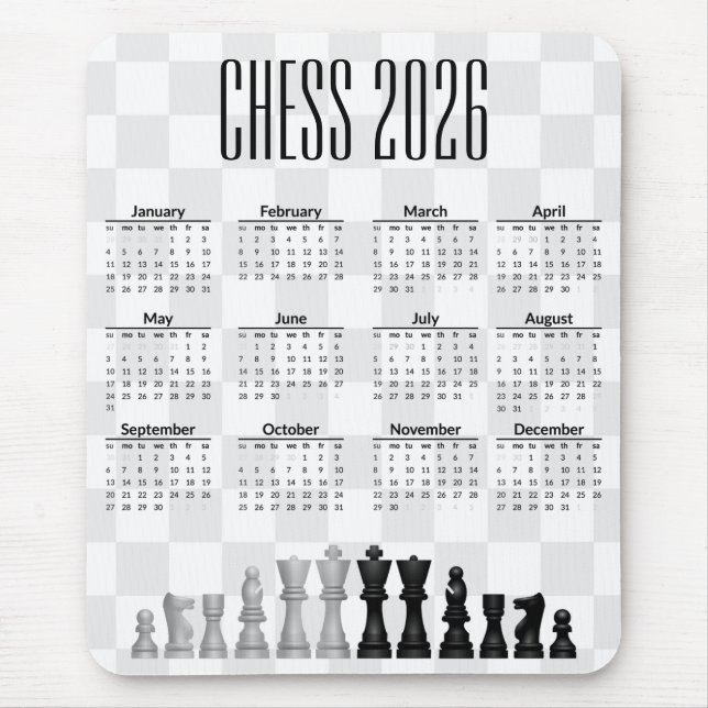 Chess 2026 Calendar Mousepad (Front)