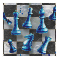 Chess Abstract Art - Blue Marble