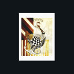 Chess and Bow VINTAGE Rustic peacock illustration Canvas Print<br><div class="desc">"Chess and Bow VINTAGE" rustic mix media illustration by Alice Koko.

 Check out the full collection of diverse Peacocks at my store! https://www.zazzle.com/collections/peacocks_by_alice_koko-119438893361670401?rf=238032432209636681</div>