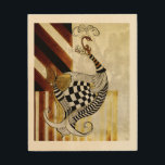 Chess and Bow VINTAGE Rustic peacock illustration Wood Wall Art<br><div class="desc">"Chess and Bow VINTAGE" rustic mix media illustration by Alice Koko.

 Check out the full collection of diverse Peacocks at my store! https://www.zazzle.com/collections/peacocks_by_alice_koko-119438893361670401?rf=238032432209636681</div>