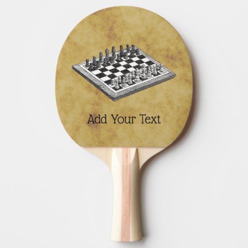 Chess and Chess Board Vintage WBG Distressed Ping Pong Paddle