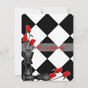 Chess and Roses Gothic Wedding Invitation