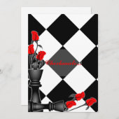 Chess and Roses Gothic Wedding Invitation (Front/Back)
