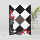 Chess and Roses Gothic Wedding Invitation (Standing Front)