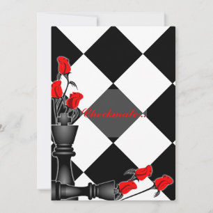Chess and Roses Gothic Wedding Invitation