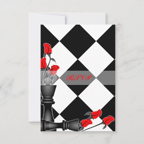 Chess and Roses Gothic Wedding RSVP Card