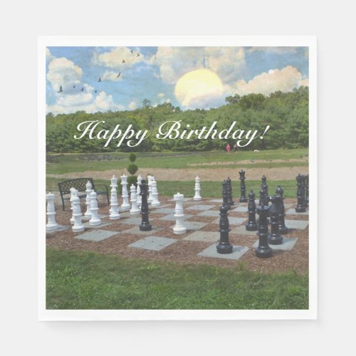 Chess Anyone Happy Birthday Napkins