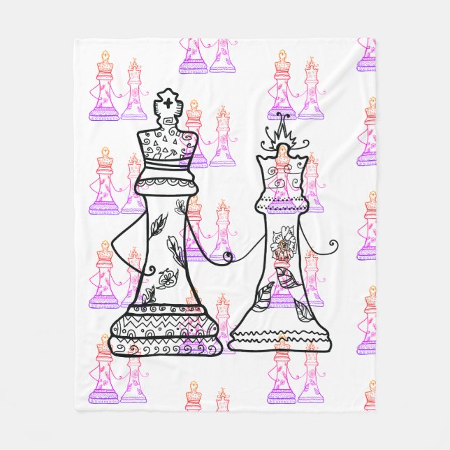 Chess Art Queen King Holding Hands Fleece Blanket (Front)