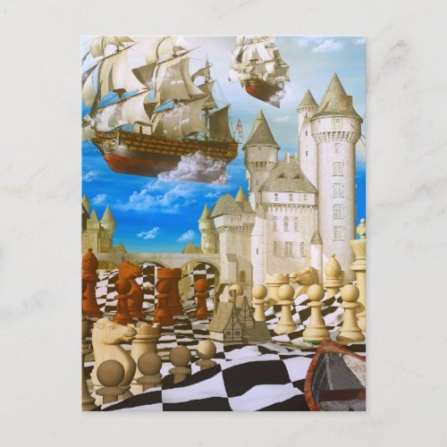 Chess art surreal postcard