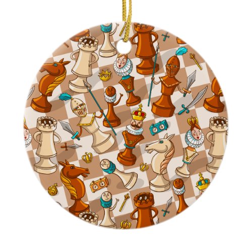 Chess battle ceramic ornament