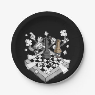 chess battle figures chessman checkmate chess play paper plates