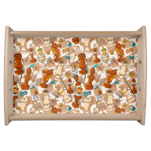 Chess battle serving tray