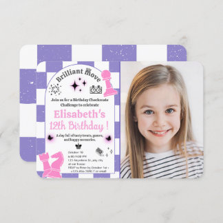Chess Birthday Party For Her Girl Custom Photo  Invitation