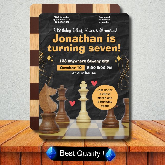 Chess Birthday Party Invitation Family Game Night (Creator Uploaded)